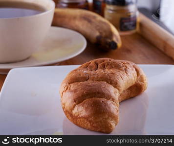 Full view of croissant over white plate