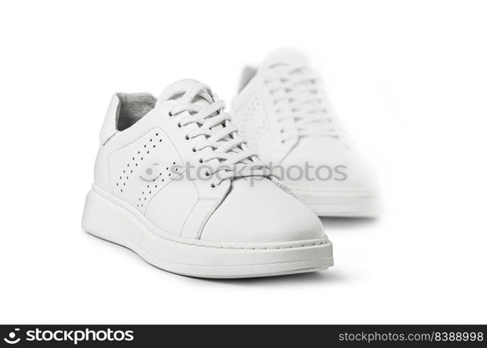 Full White Sneakers isolated on white background with clipping path