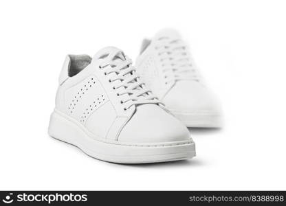 Full White Sneakers isolated on white background with clipping path