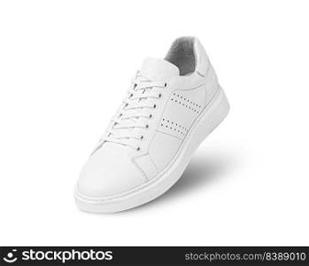Full White Sneakers isolated on white background with clipping path