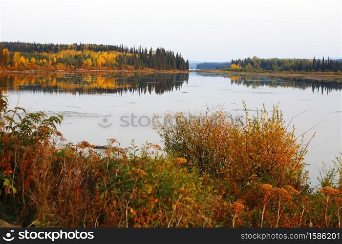 Fulton River wilderness autumn landscape scenic.