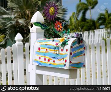 Fun artistic mail box with spring flowers