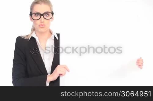 Fun Crazy Woman Holding Blank Card