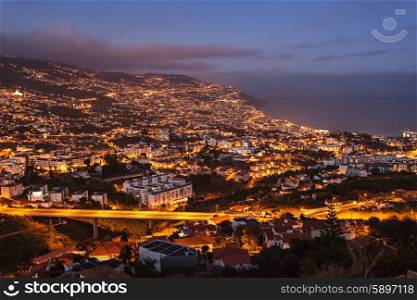 Funchal aerial view from Barcelos viewpoint, Madeira island, Portugal
