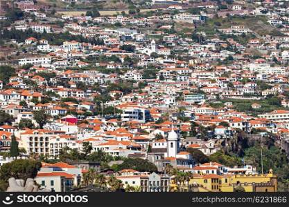 Funchal aerial view from Barcelos viewpoint, Madeira island, Portugal