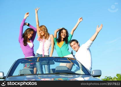 funey friends in dance car