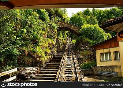 Funicular rail near Reichenbach in Switzerland
