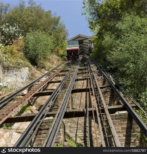 Funicular railway tracks, Valparaiso, Chile