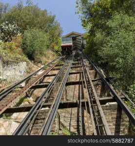 Funicular railway tracks, Valparaiso, Chile