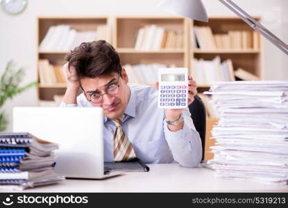 Funny accountant bookkeeper working in the office