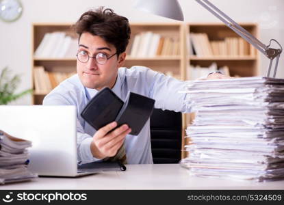 Funny accountant bookkeeper working in the office