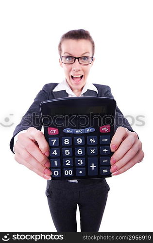 Funny accountant isolated on the white background