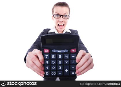 Funny accountant isolated on the white background