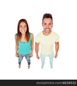 Funny aerial view of a couple isolated on a white background&#xA;