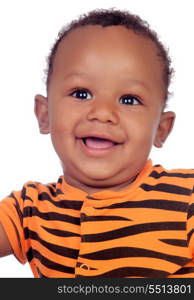 Funny african baby smiling isolated on a white background