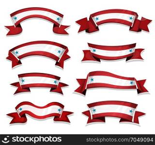 Funny American Banners Set. Illustration of a set of cartoon funny american banners, with stars and stripes