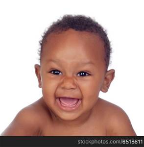 Funny and happy african baby . Funny and happy african baby isolated on a white background