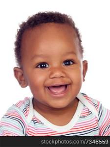 Funny and happy african baby isolated on a white background