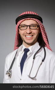 Funny arab doctor with stethoscope