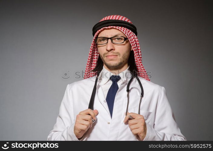 Funny arab doctor with stethoscope