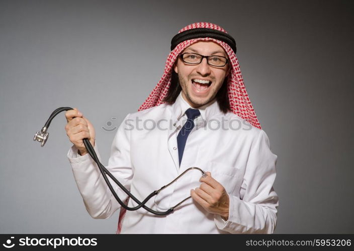 Funny arab doctor with stethoscope