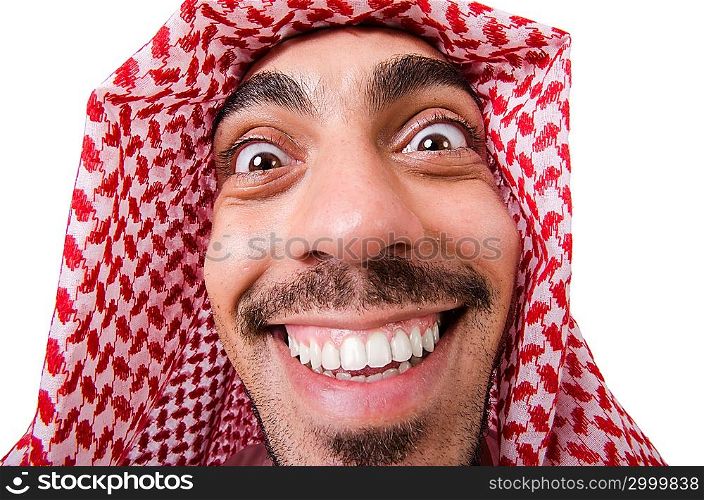 Funny arab man isolated on white