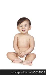 Funny Baby in Diapers Isolated on White