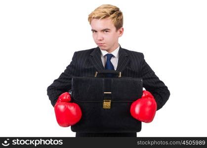 Funny boxer businessman in sport concept