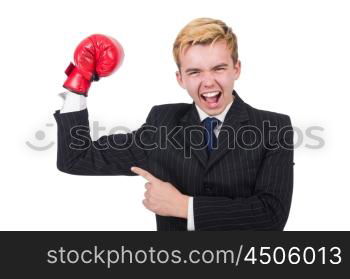 Funny boxer businessman in sport concept