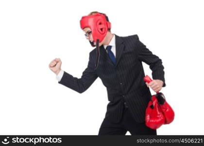 Funny boxer businessman in sport concept