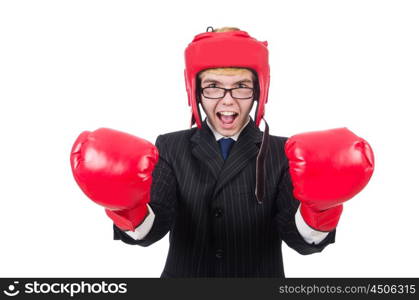 Funny boxer businessman in sport concept