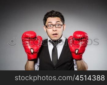 Funny boxer businessman in sport concept