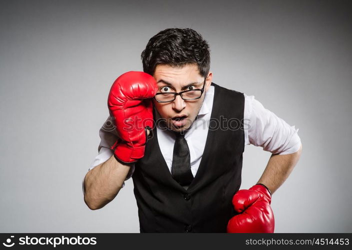 Funny boxer businessman in sport concept