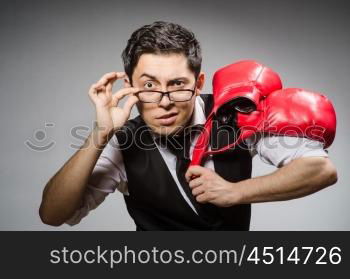 Funny boxer businessman in sport concept