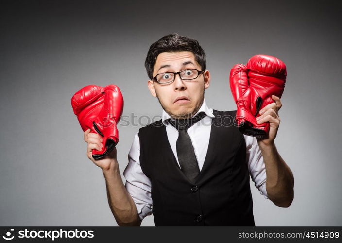 Funny boxer businessman in sport concept