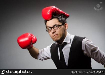 Funny boxer businessman in sport concept
