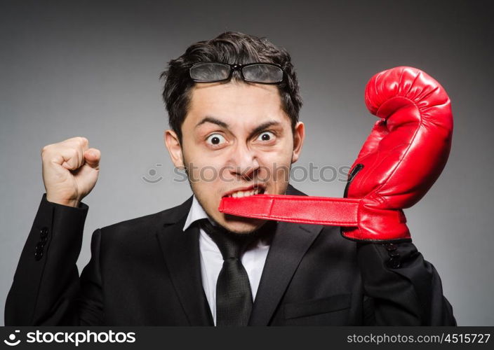 Funny boxer businessman in sport concept