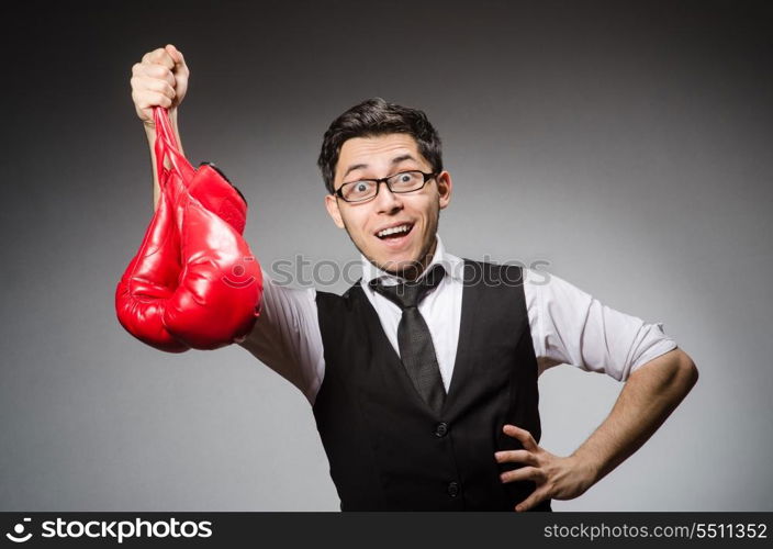 Funny boxer businessman in sport concept