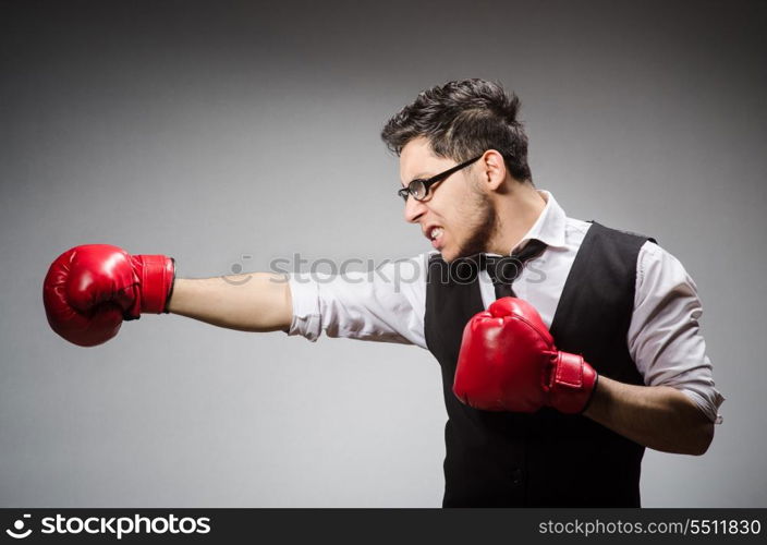 Funny boxer businessman in sport concept