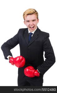 Funny boxer businessman in sport concept