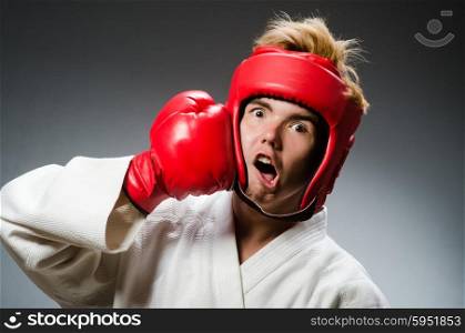 Funny boxer in sport concept