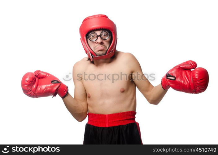 Funny boxer isolated on the white