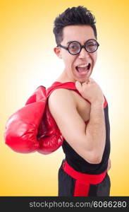 Funny boxer isolated on the white background