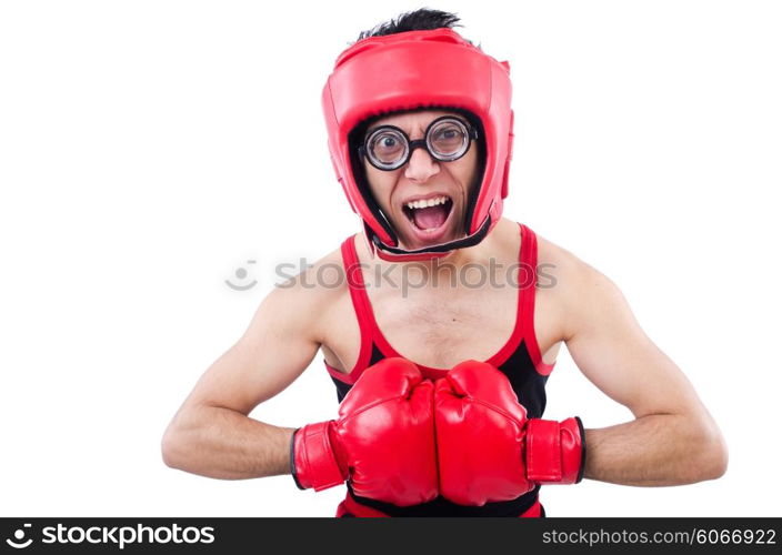 Funny boxer isolated on the white background