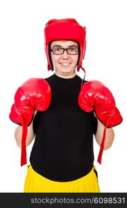 Funny boxer isolated on the white background