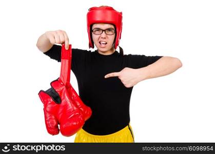 Funny boxer isolated on the white background