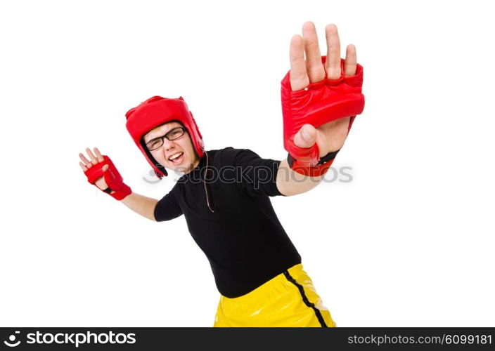 Funny boxer isolated on the white background