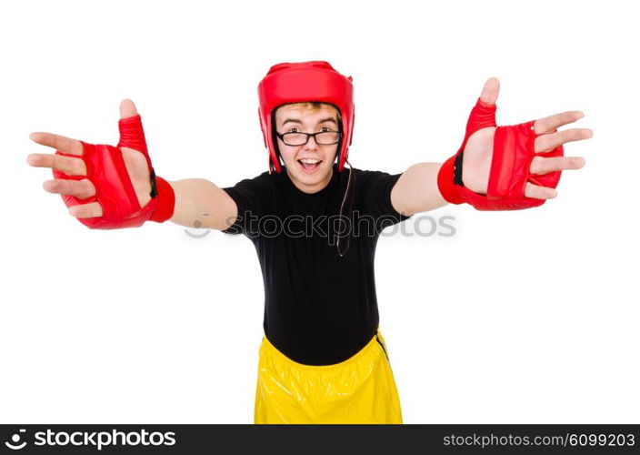 Funny boxer isolated on the white background