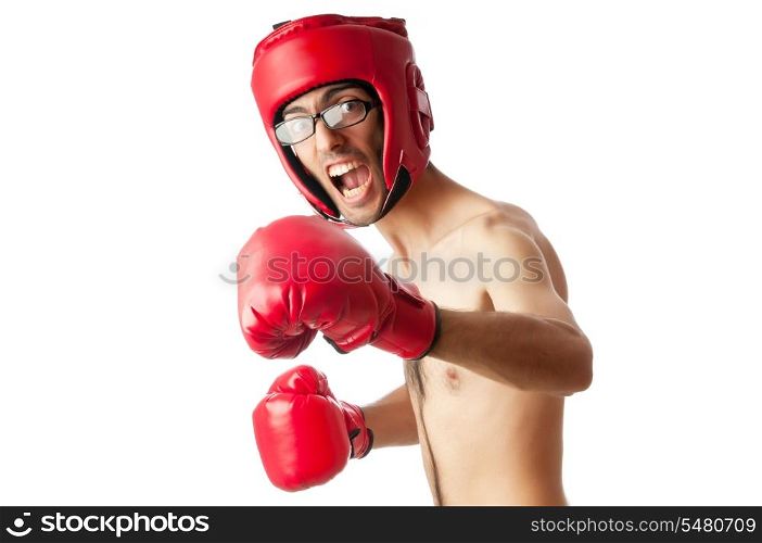 Funny boxer isolated on white