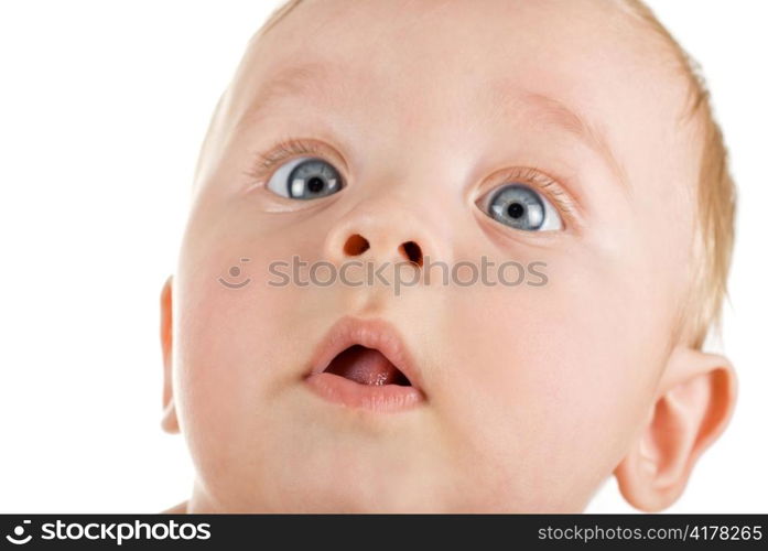 funny boy closeup portrait on a white background